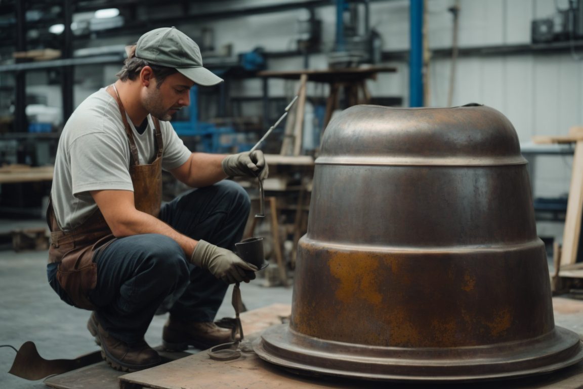 Denver metal restoration expert polishing corroded sculpture