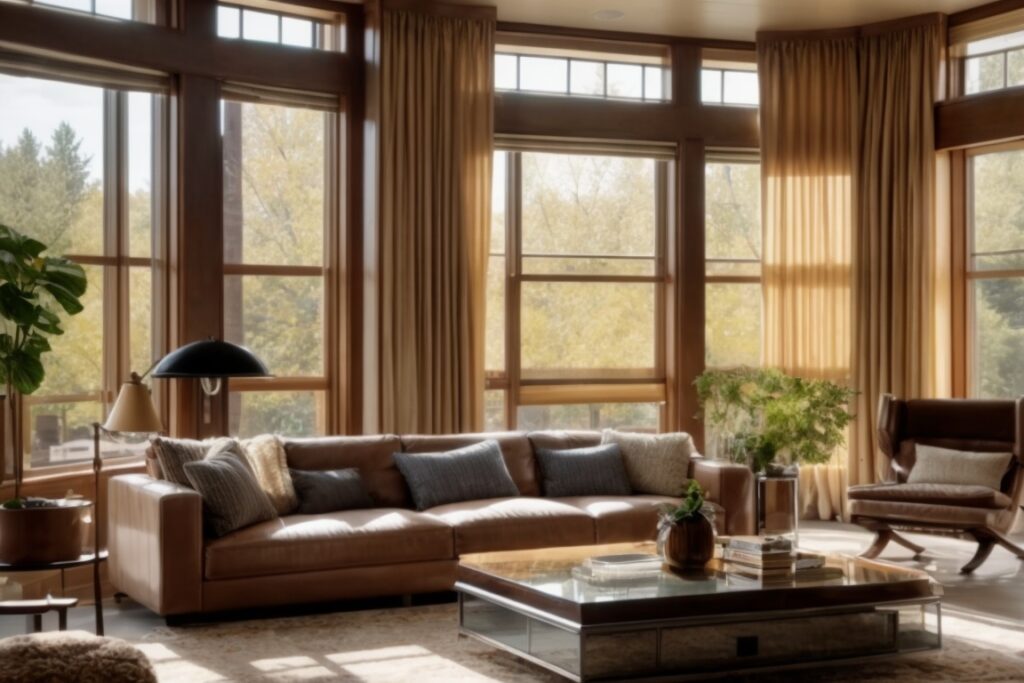 Denver home interior with opaque privacy window film reducing sun glare