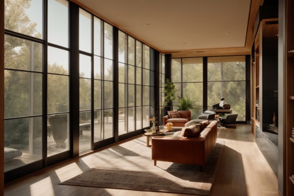 Denver home interior with opaque windows ensuring privacy