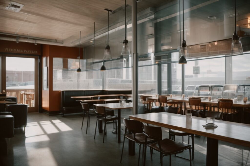 Denver café interior with frosted window film enhancing privacy