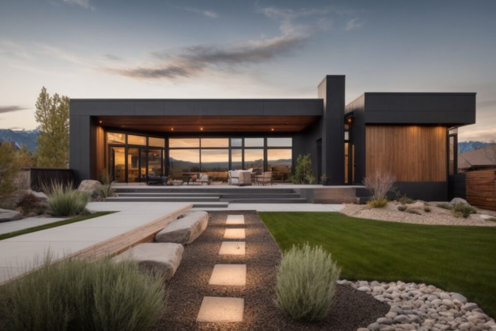 Denver home exterior with energy-efficient window films and view of the Rockies
