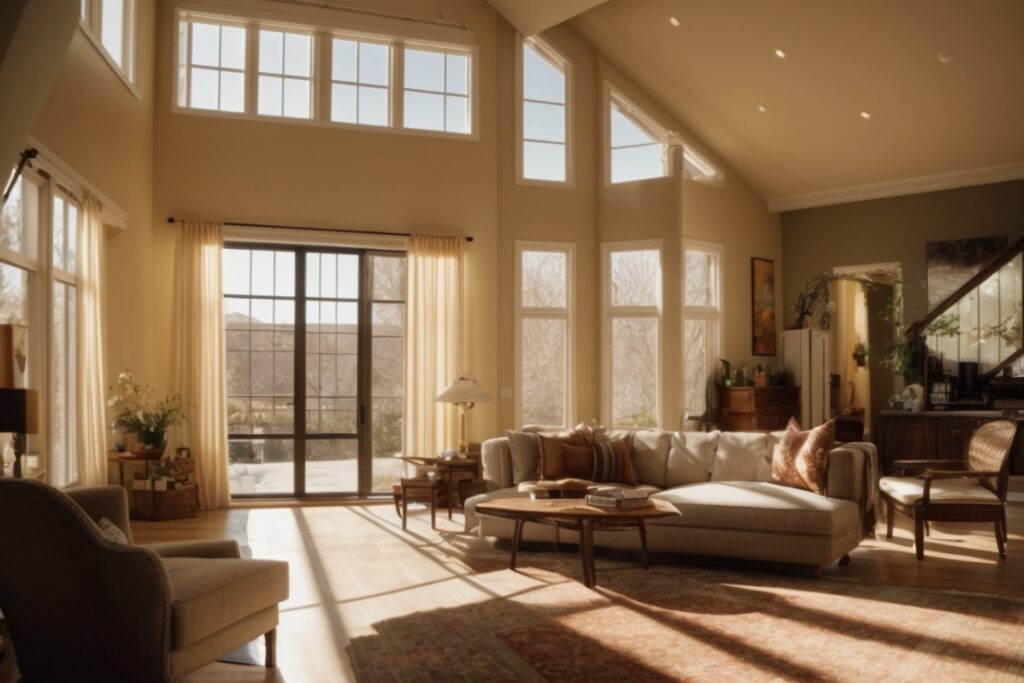 Denver home interior with energy-efficient window films and sunlight streaming in