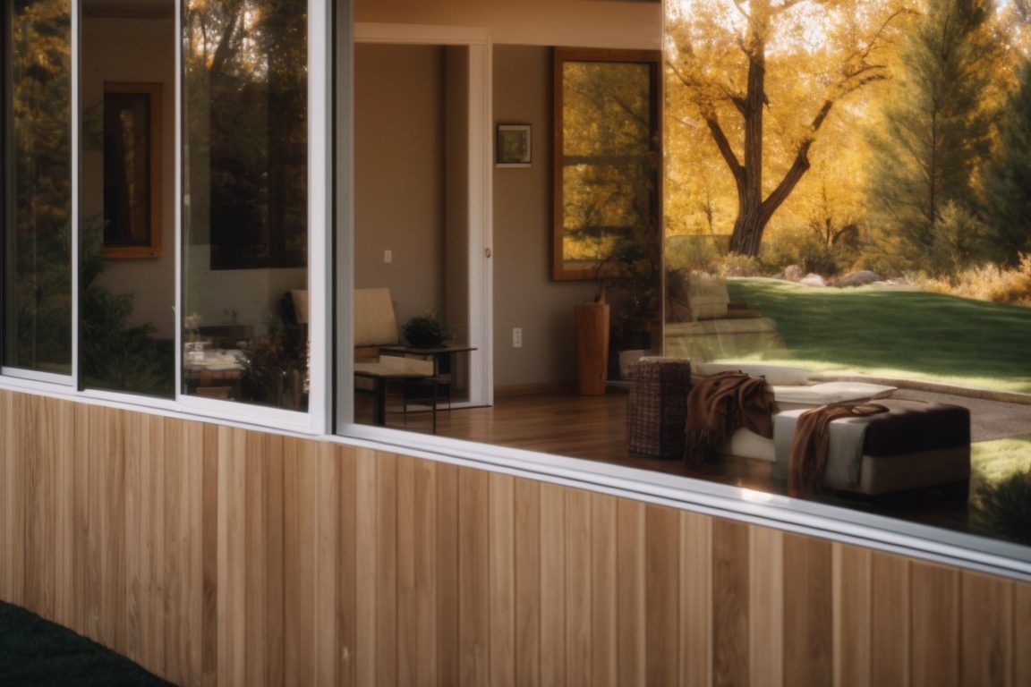 Denver home with window tints reflecting sunlight, energy-efficient interior