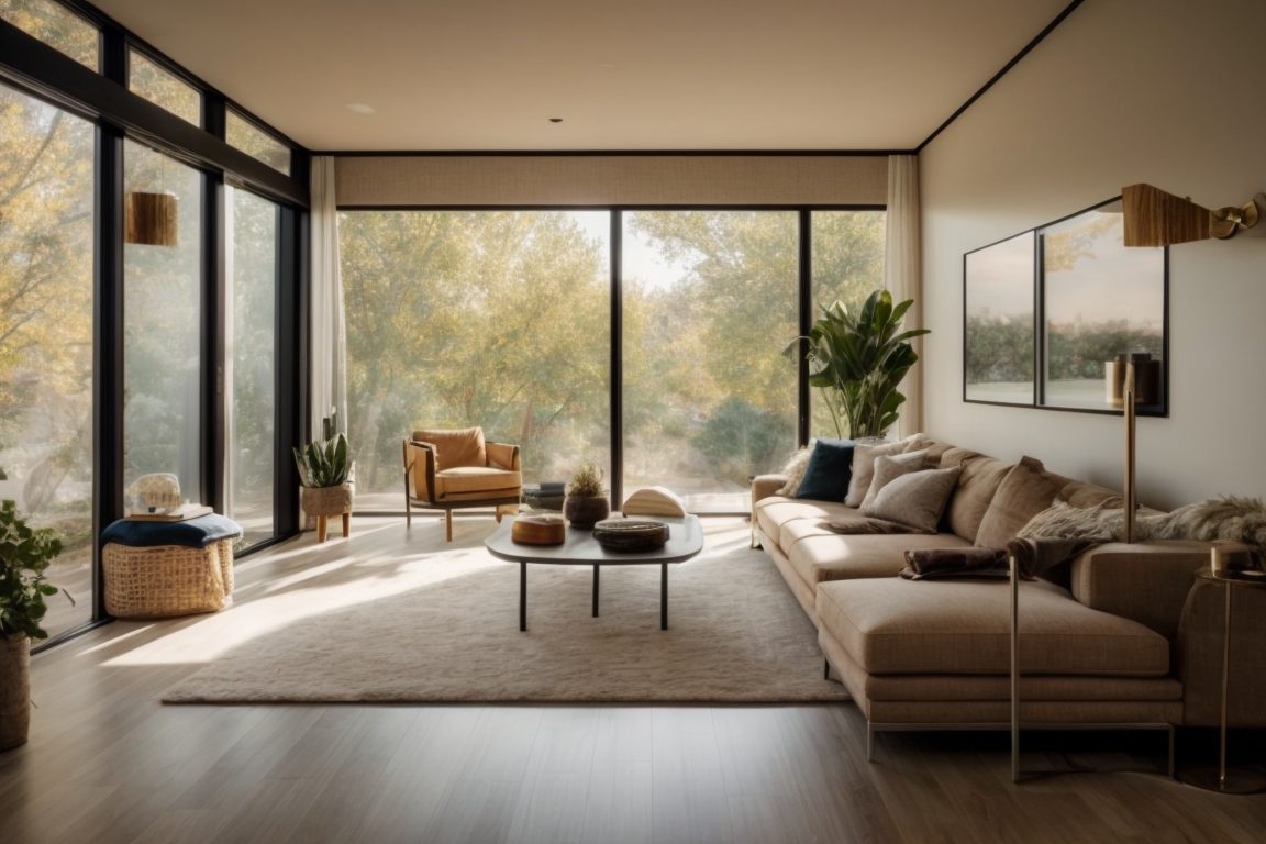 Denver home interior with privacy window film patterned windows letting in natural light
