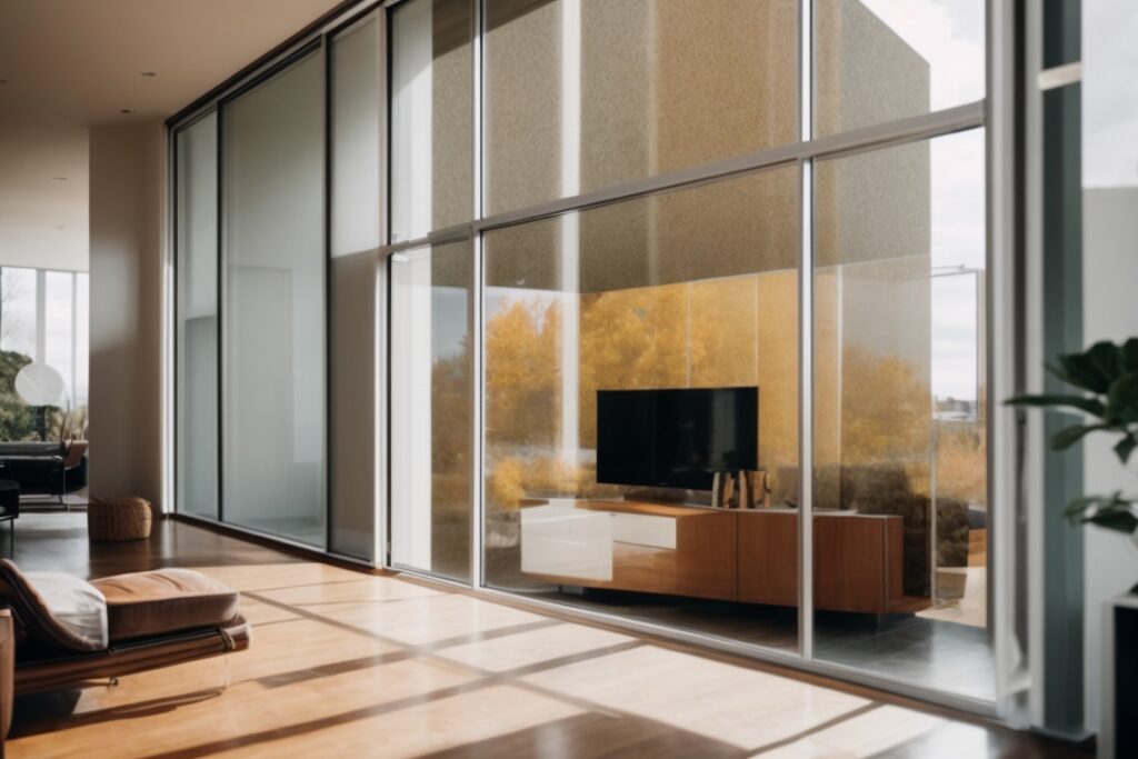 Decorative window tint film in a modern Denver home interior
