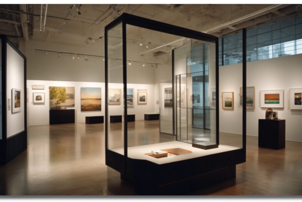 interior of an art gallery in Denver with glare reduction window film